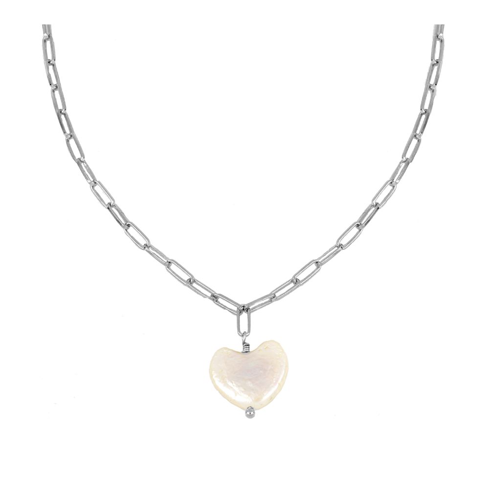 COLLAR HEART CHAIN SILVER